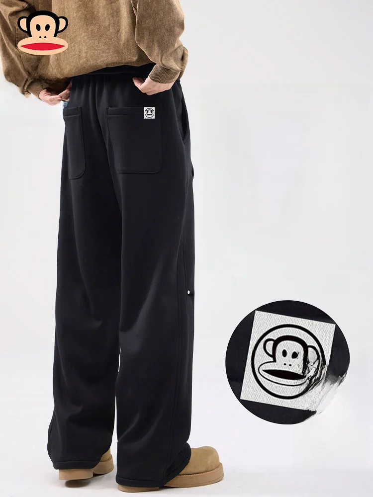 

Мужские повседневные брюки Paul Frank в уличном стиле, утепленные флисом, свободного прямого кроя, зимние, дышащие, утолщенные джинсы