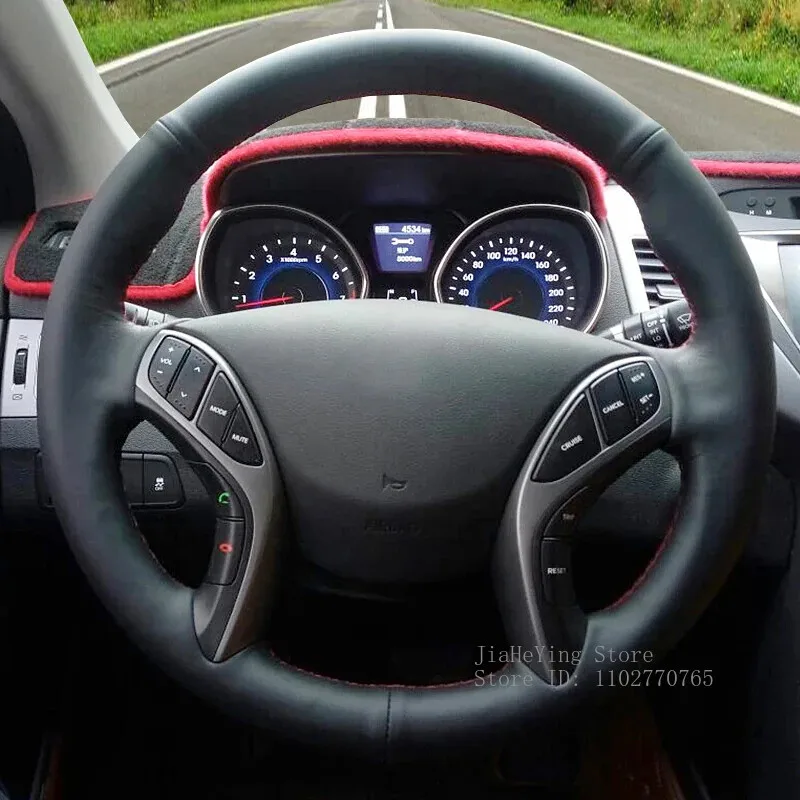 

DIY Custom Non-slip Breathable Leather Hand-Stitched Steering Wheel Cover For Hyundai i30 Elantra GT Car Interior Accessories
