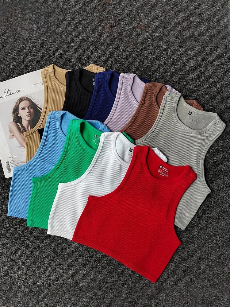 

Salapor Women Crop Top Summer Woman Tops Threaded Sexy Crop Vest Casual s Camis Solid Color Sports Top Sleeveless