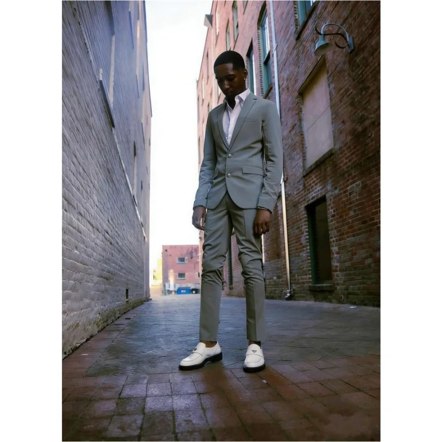 

Casual Street Wear Men Suits 2 Pieces Single Breasted Notch Lapel Wedding Tuxedo Formal Office Business Custom Male Outfits