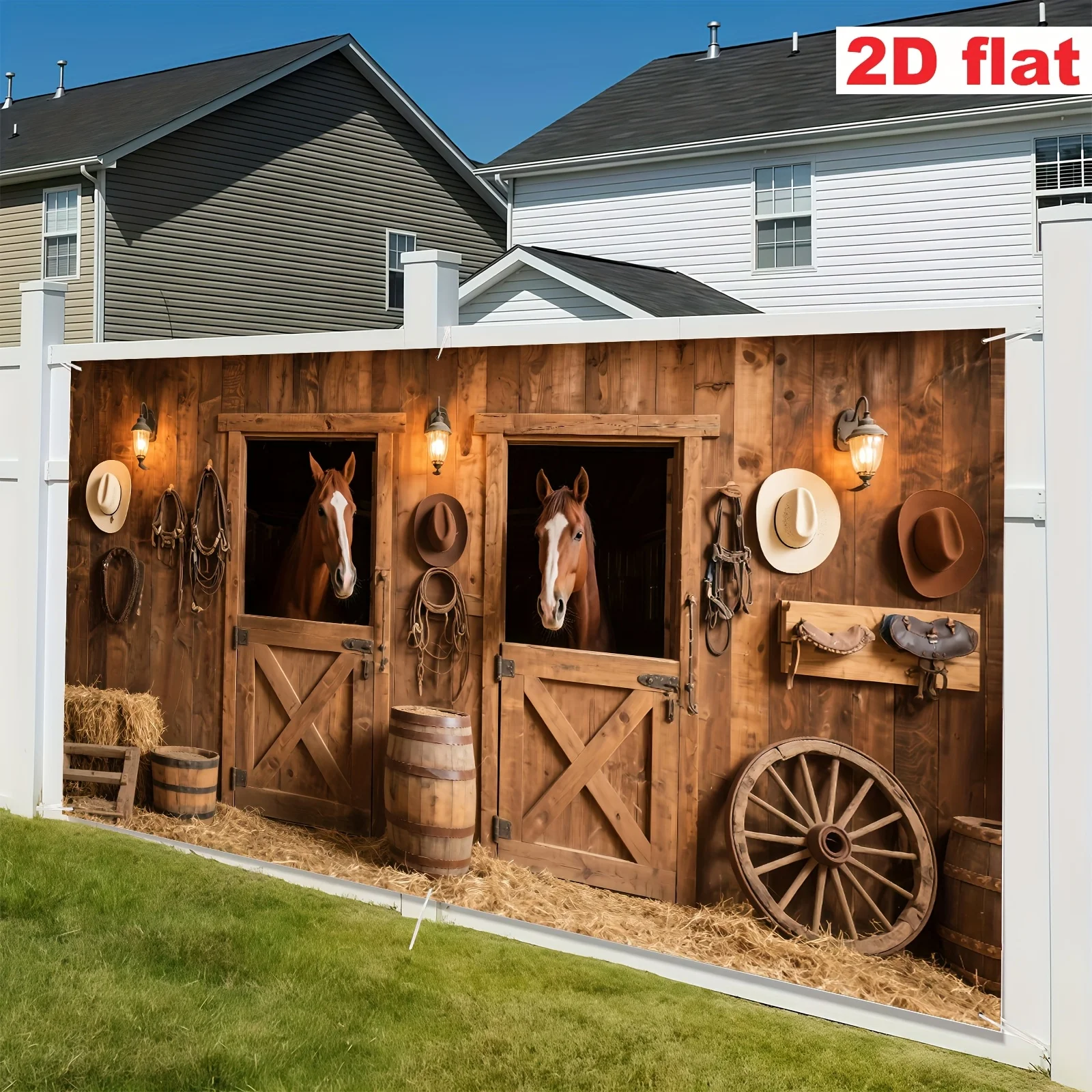 2D flat banner (made of polyester material, featuring rich illustrations from western rural areas)