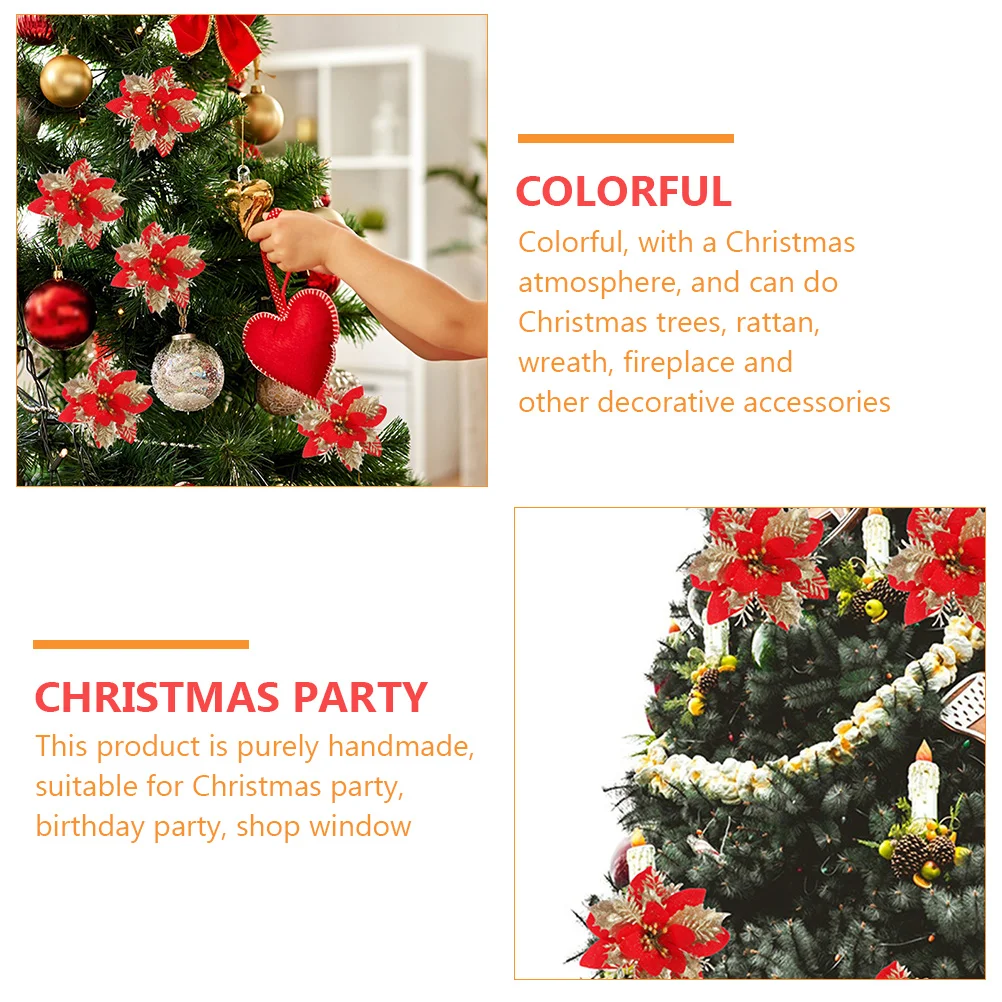 

Christmas Flower Decoration Tree Decorations Decorative Hanging Ornaments Topper Decorate Beautiful Flowers Cloth Glitter