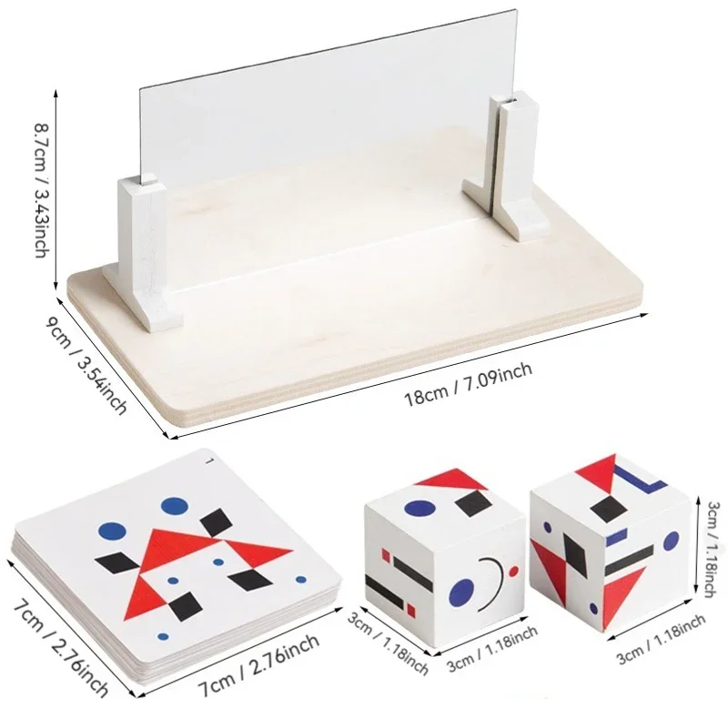 ของเล่นเสริมพัฒนาการเด็กแบบมอนเตสซอรี่ ภาพสะท้อน 3 มิติ ฝึกการคิดเชื่อมโยงทางอวกาศ เกมจับคู่เสริมพัฒนาการทางสติปัญญา ชุดของเล่นเสริมทักษะการเรียนรู้