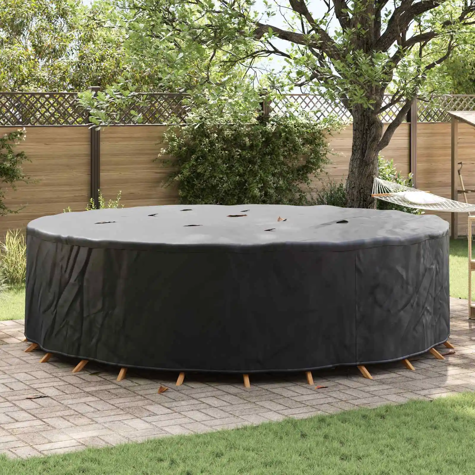 Housse de protection noire pour meubles d'extérieur, 320 x 320 x 105 cm, tissu Oxford 600D, imperméable, résistante aux intempéries, aux UV et à la poussière