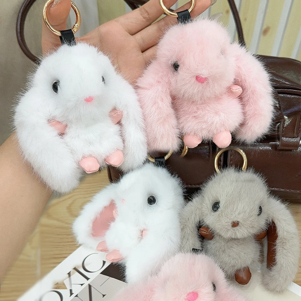 Imitation Sable Cute Rabbit Doll Charm Keychain Bunny Plush Doll Bag Pendant Cartoon Car Keychain Jewelry Accessories Decoration