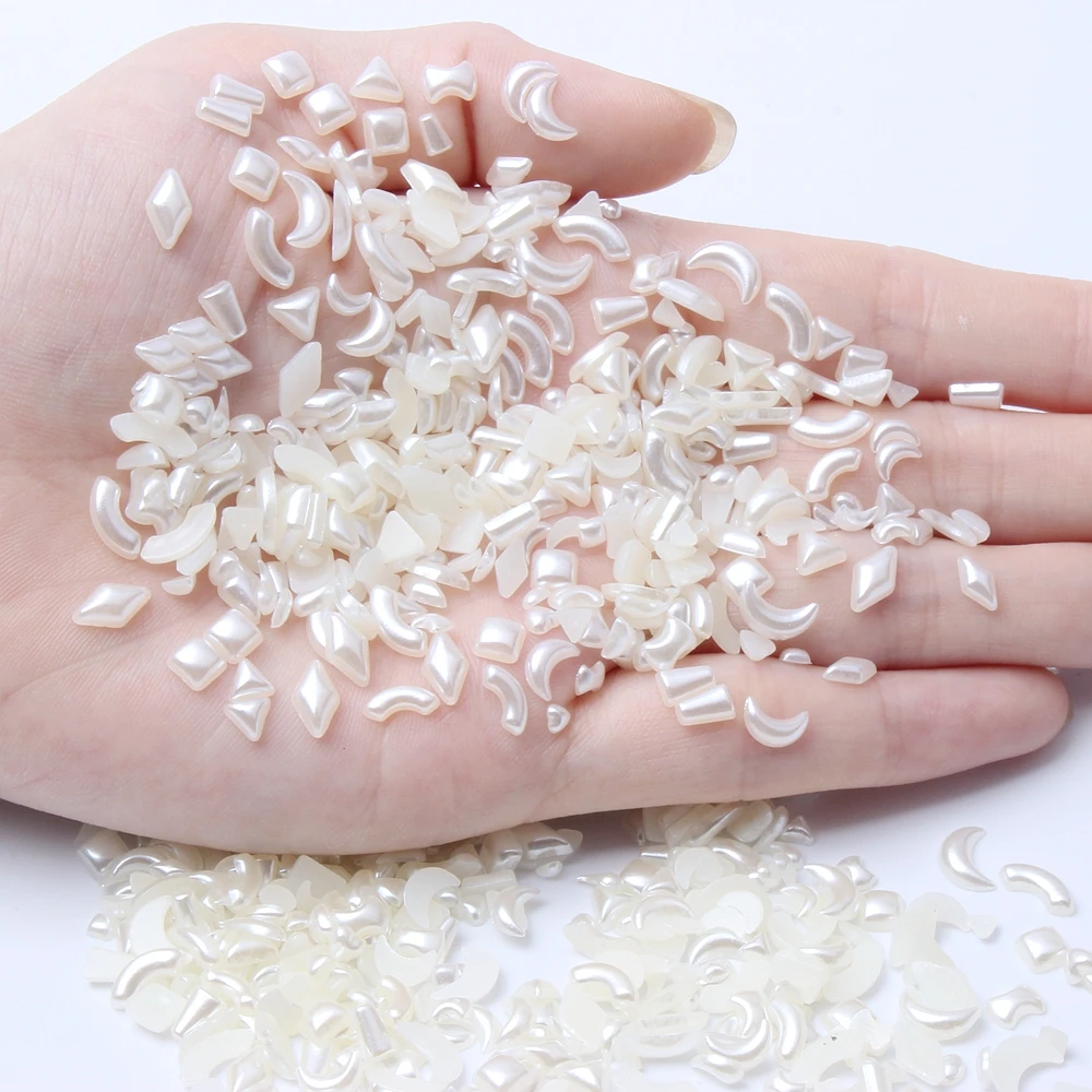 New Resin Half Profiled Pearl 1000pcs Ivory Many Styles Flatback For DIY Nail Art And Scrunchie Jewelry Making Decorations