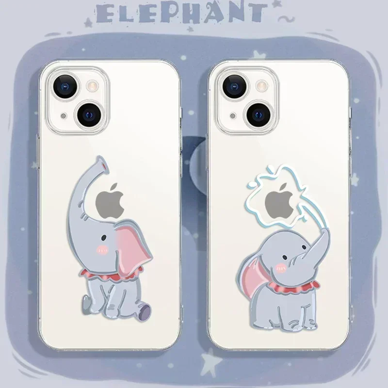 Cute Animal Panda Rabbit Elephant Lovers Couple Phone Case for iPhone 15 16 11 12 13 14 Pro Max 13Mini XR 14 Plus SE Cover Bags