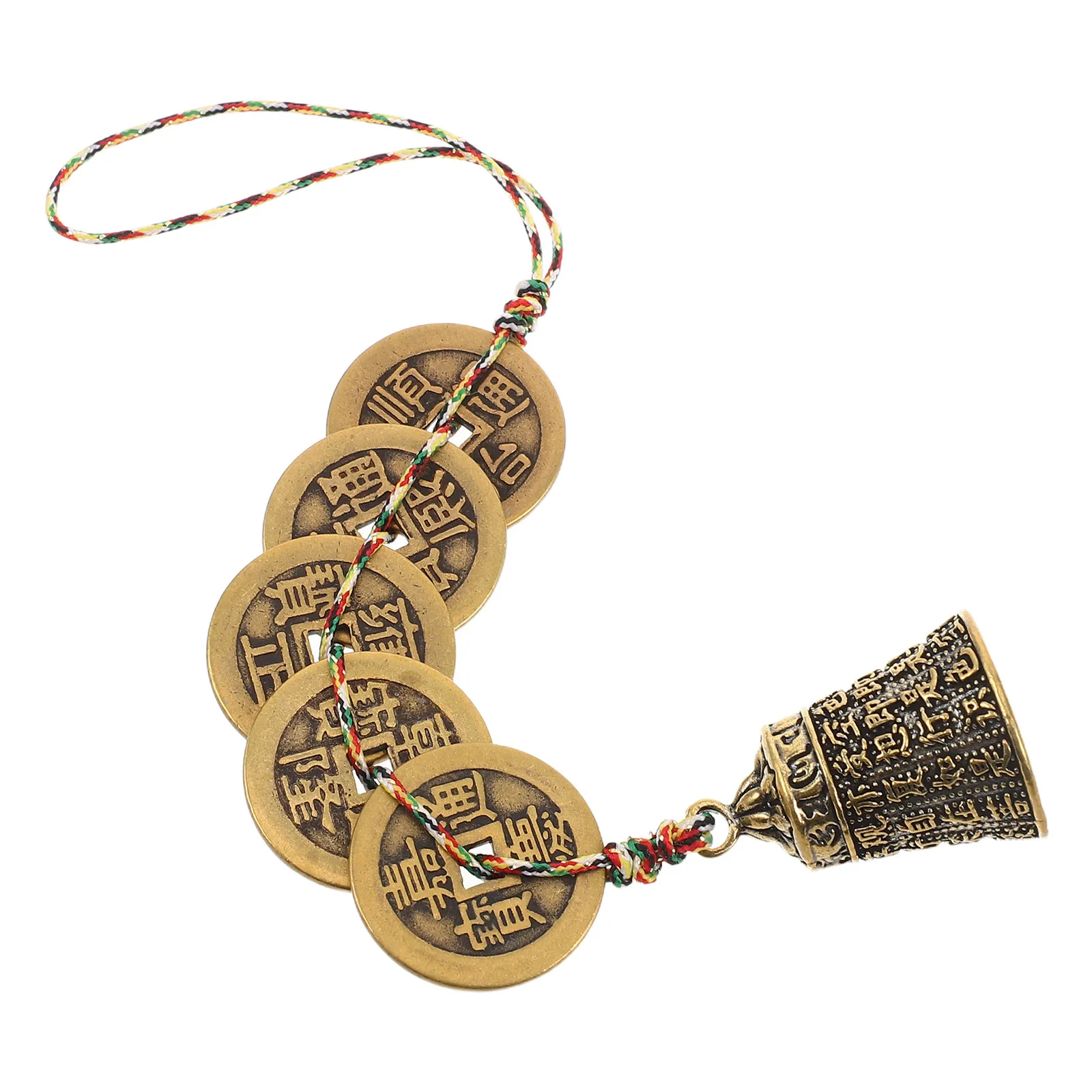 Clochette suspendue en laiton Feng Shui, carillon éolien, pendentif pour la maison, la porte, la voiture, la prospérité, la chance, décoration avec pompon
