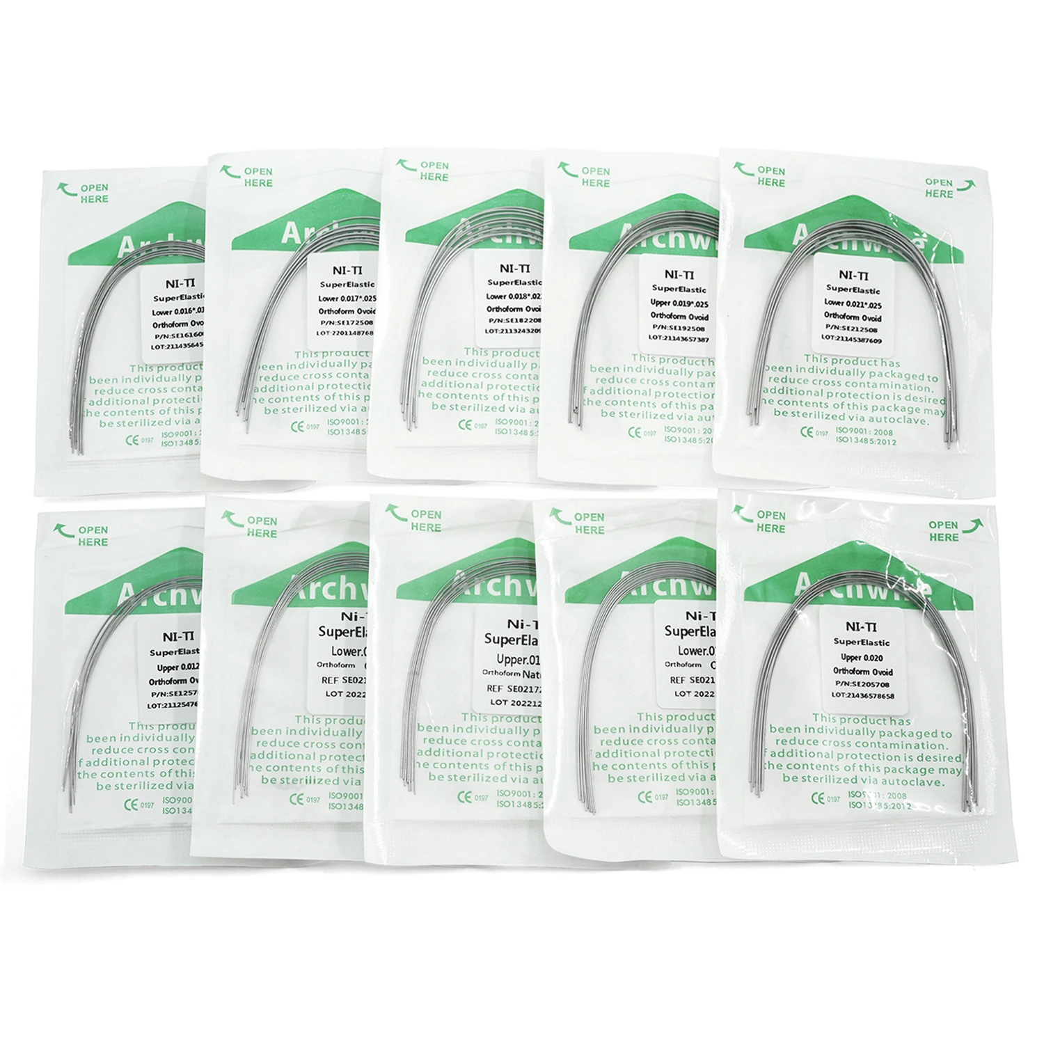 10PCS Dental Niti Arch Wires Orthodontic Super Elastic Ovoid Niti Form Round Rectangular Arch Wire Dentist Material