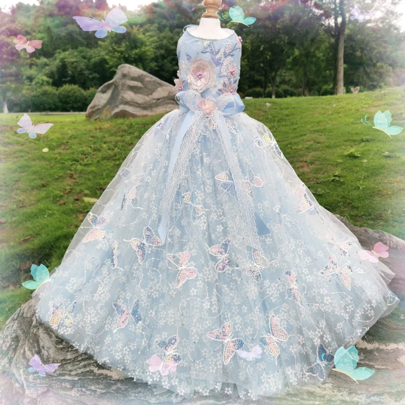 luxury-handmade-blue-lace-daisy-embroidered-summer-dress-for-pet-dog-princess-girl-puppy-tailing-outfit-with-tail