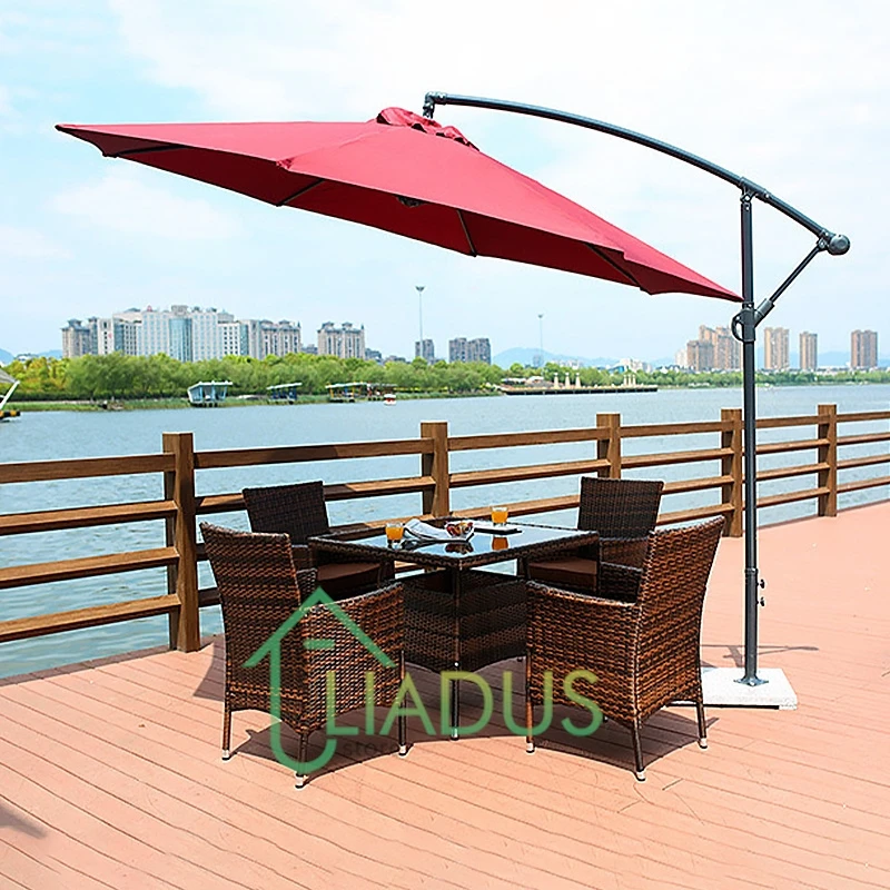 Outdoor Sun Umbrella Commercial Patio Umbrella Center Pole UV Protection Booth Outdoor Shade Canopy Durable Weather Resistant