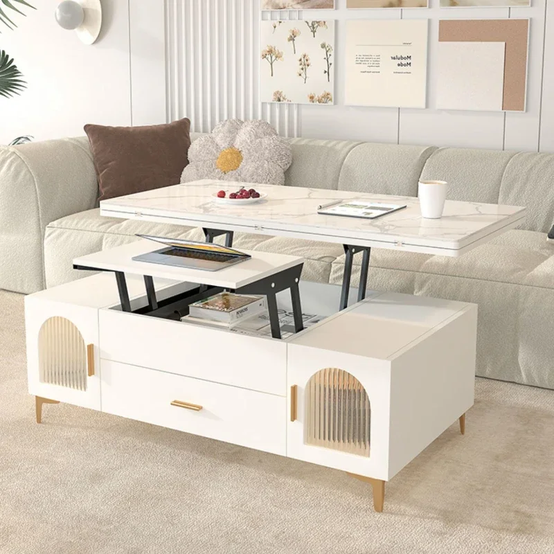 

Luxury Drawer Coffee Table Adjustable Kawaii Nordic Living Room Coffee Table Manmade Hotel Board Table Basse Relevable Furniture