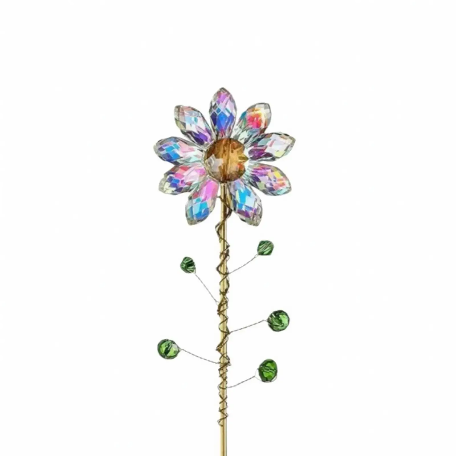 Outdoor Crystal Flower Stake Sunlight-Catching Flower Garden Stake with Crystal