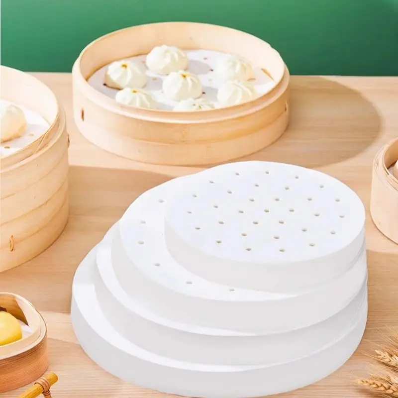 GIANXI Home Food Grade Not Easy Break Easy Peel Disposable Non Stick Paper Steamed Bun Pad Paper Air Fryer Oiled Paper