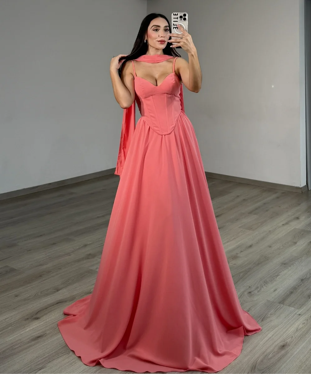 

Customized Fashion Pleat A-line Spaghetti Strap Long Dresses Bespoke Occasion Party Modern Style Exquisite Sexy