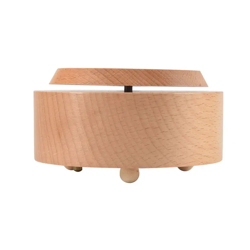 

A71Z Wooden Music Box Rotating Round Base DIY Art Crafts For Christmas Decorative Ornaments Kids Gift
