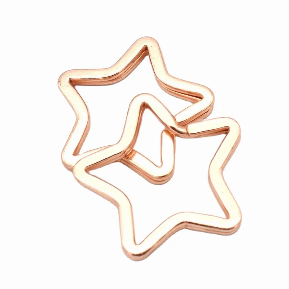 Rose Gold Star Shaped Split Key Rings Metal Key Rings Key Chains Jump Rings DIY Accessory Key Fob Hardware Key Ring Charm 35mm