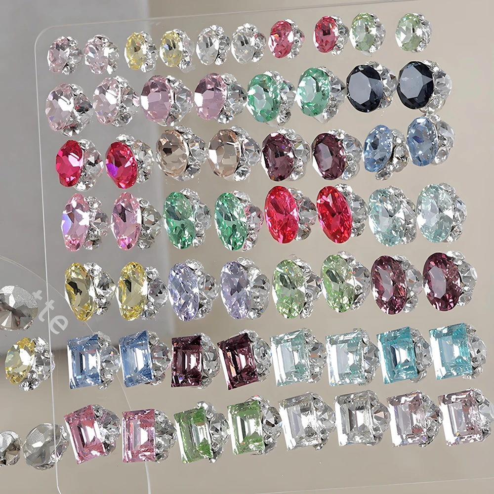 

5PCS Stacked 3D Crystal Nail Art Rhinestone Diamond Gem Stone Pile Bottomless Jewelry Accessories Nails Decoration Supplies