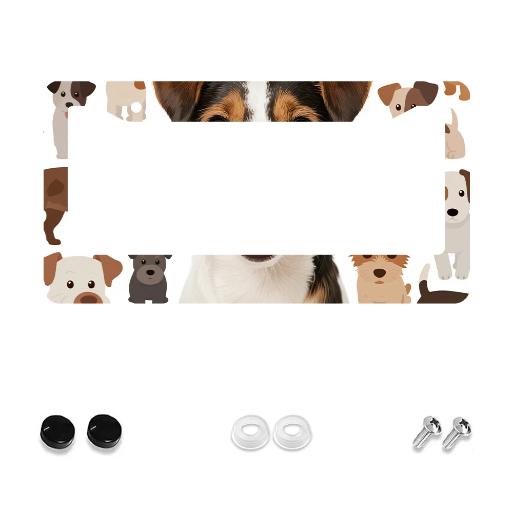 

1 шт. коричнево-белая рамка номерного знака с рисунком собаки с 2 отверстиями, алюминиевый материал, 6x12 дюймов, с набором винтов, ретро-роман