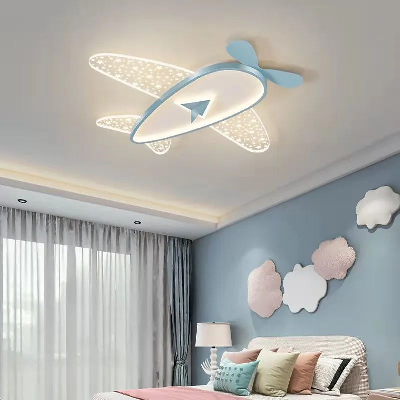 Imagem -02 - Luz de Teto para Crianças Quarto do Bebê Decoração Avião Crianças Luminárias Lâmpada para o Quarto Menino Estrela Luz Teto