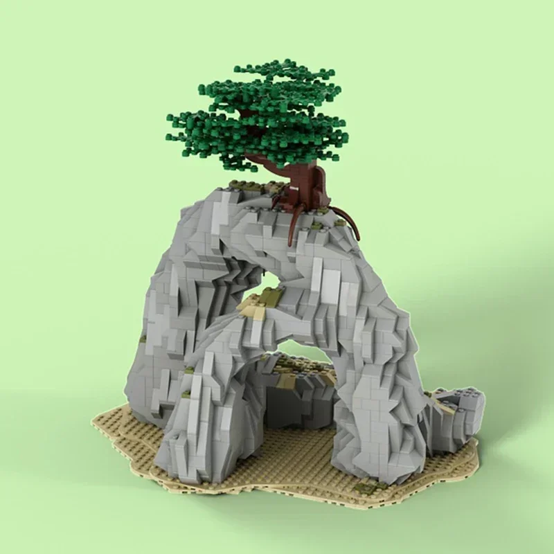Medieval Street View Model Moc Building Bricks Pine Trees On Rocks Technology Modular Blocks Gift  Toy DIY Set AssemblyChristmas