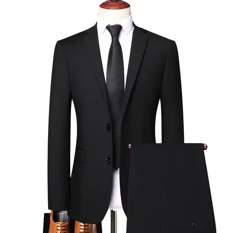 

S-8XL (Blazer+Pants) Men's Fashion Business Casual Outdoor Gentleman Trend Single Breasted Wedding Slim-fit British Style Suit