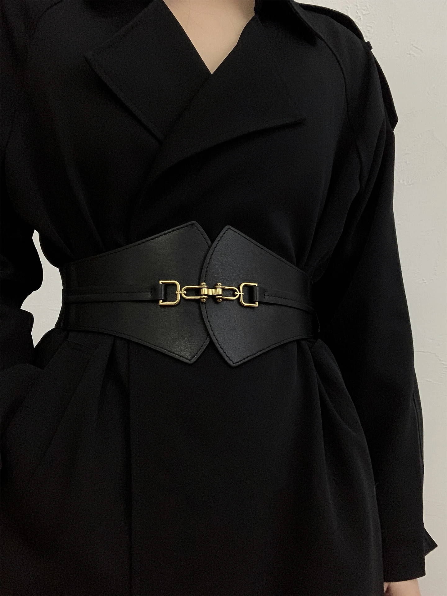 Retro Black Elastic Waist Belt Women's Fashion High-End Simple Waist Seal Matching Coat Loose Waist Belt Decoration