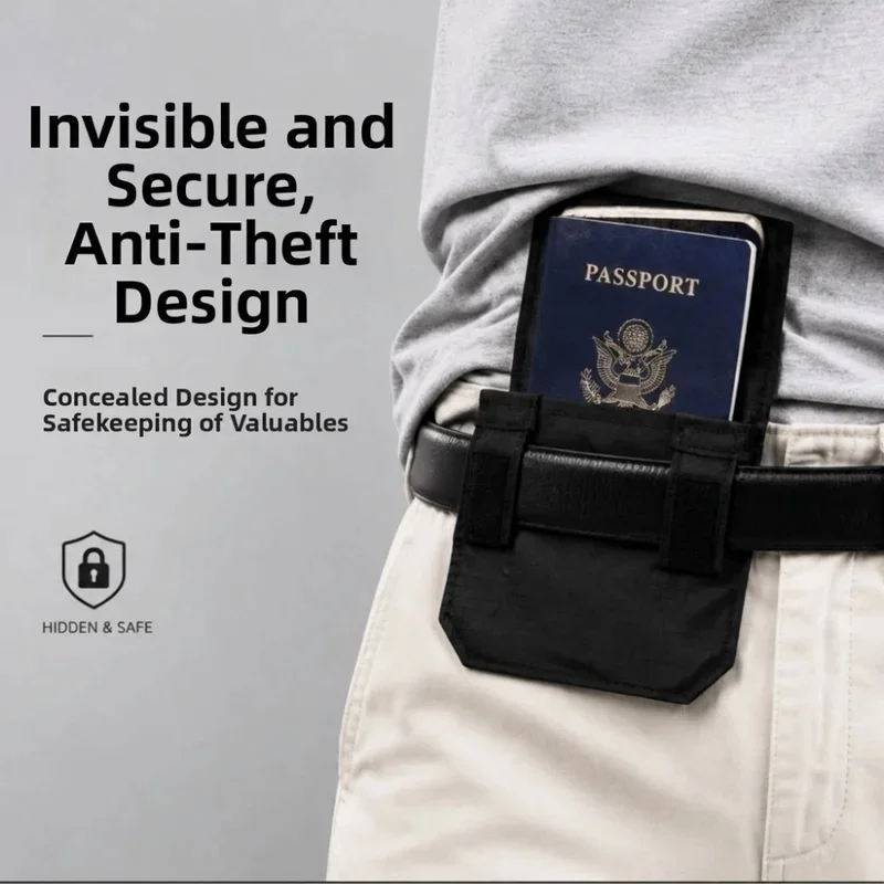 Belt Wear Men Belt Wallet Hidden Compartment RFID Blocking Mini Wallet Pouch Wear-Resistant Lightweight Belt Waist Bag