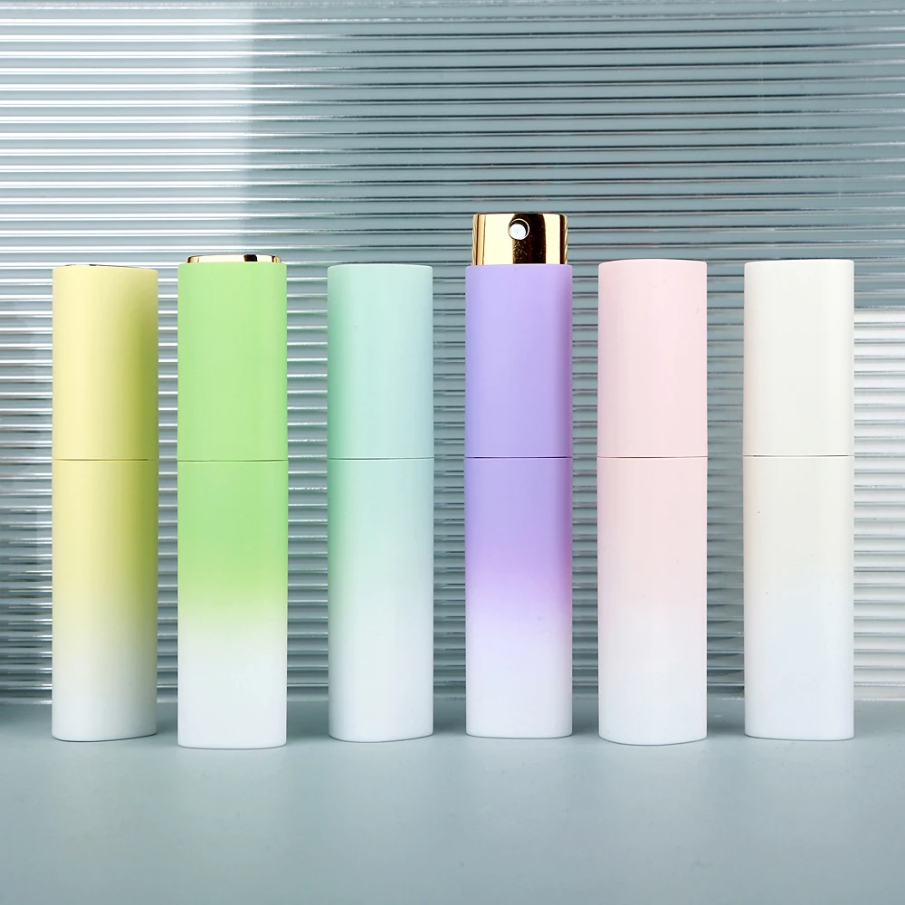 20PCS 10ml Gradient Multi-Color Perfume Spray Bottles with ABS Shell & Glass Body, Lidless Rotary Press Liquid Refill Bottles