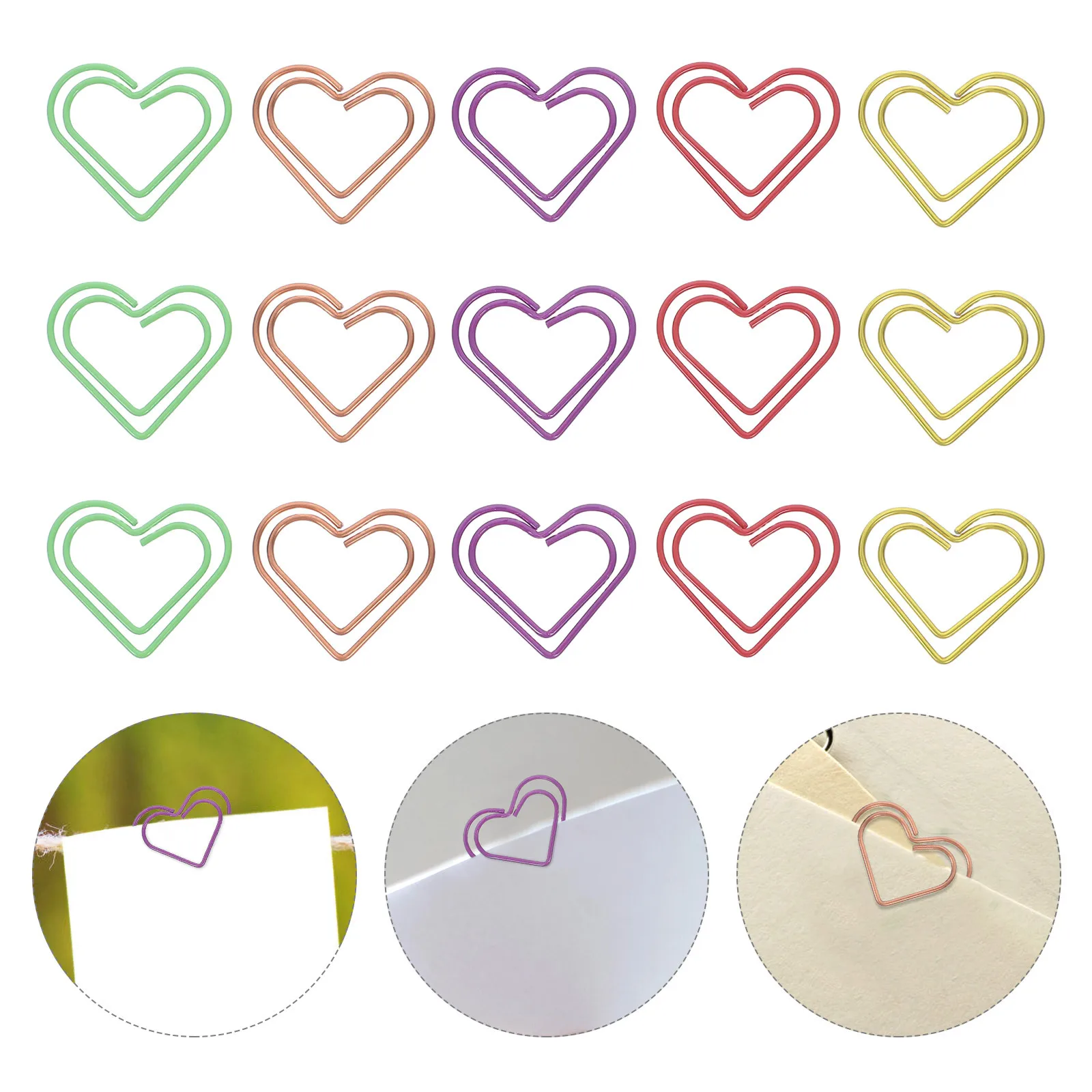 

100Pcs Colorful Heart Shaped Metal Paper Clips Creative Small Clips for Office School Home Notebook Journal Document Organizer