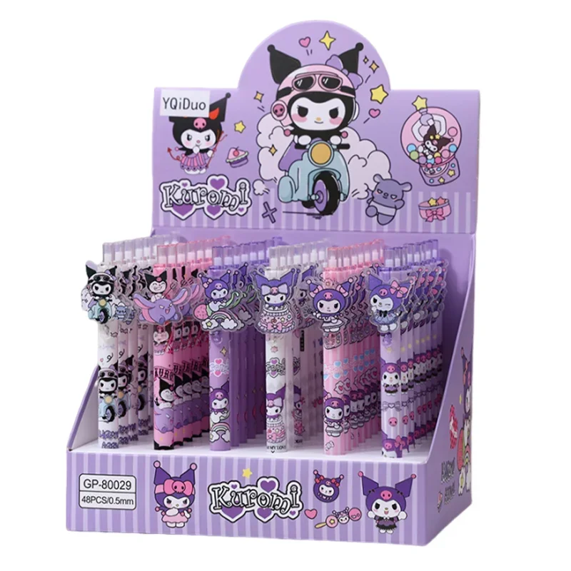 Imagem -06 - Sanrio Desenhos Animados Kuromi Gel Canetas Black Press Canetas Canetas à Base de Água Papelaria Escritório Caneta Assinatura Material Escolar 05 48 Pcs