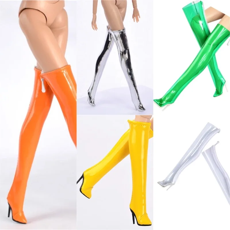 

1/6 Scale Female Doll Pu Leather Hollow Brand Shoes Long Boots Model for Silkstone Body Gift Collection