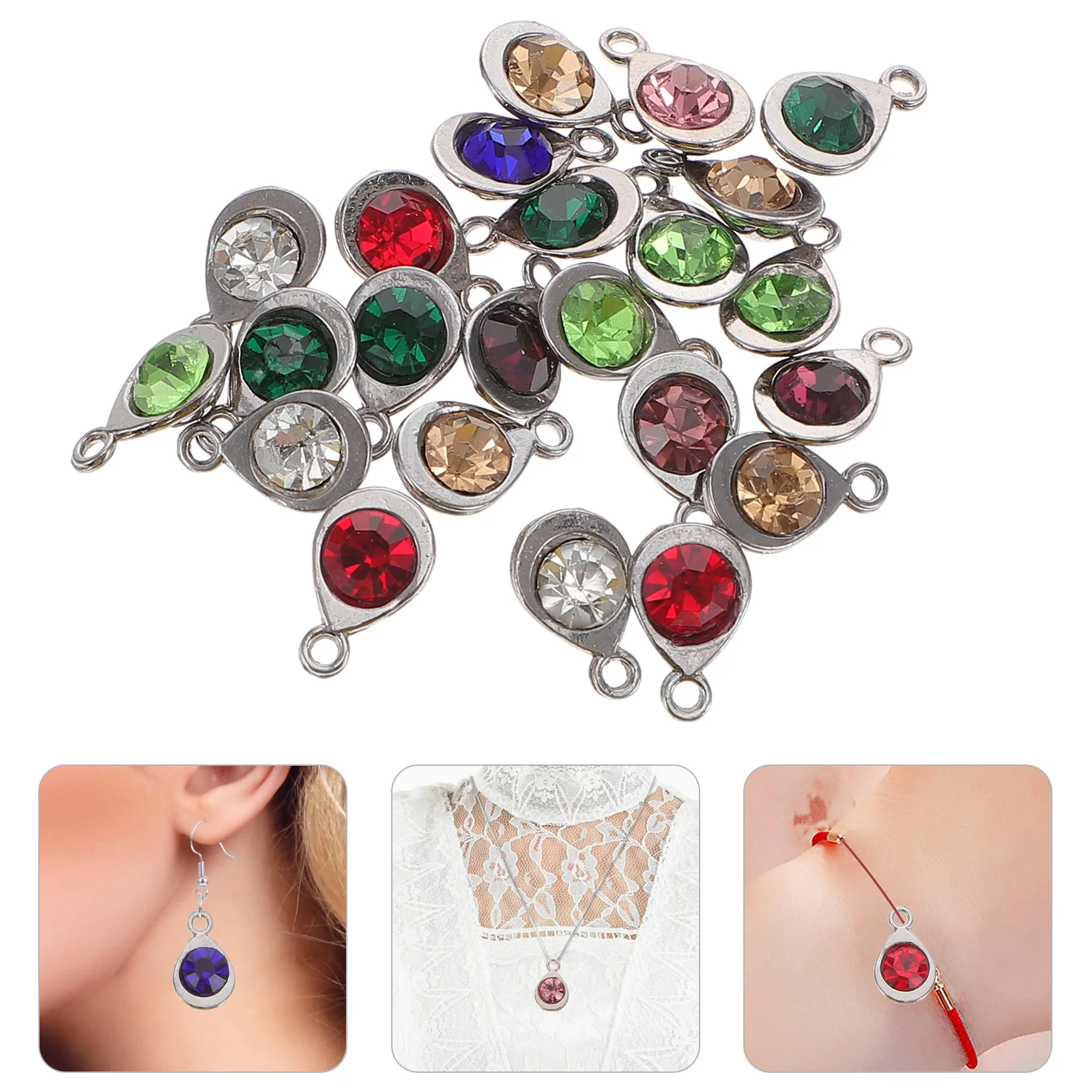 

48 Pcs Decorate Glass Drill Pendant Decoration Assorted Charms Necklace Jewelry