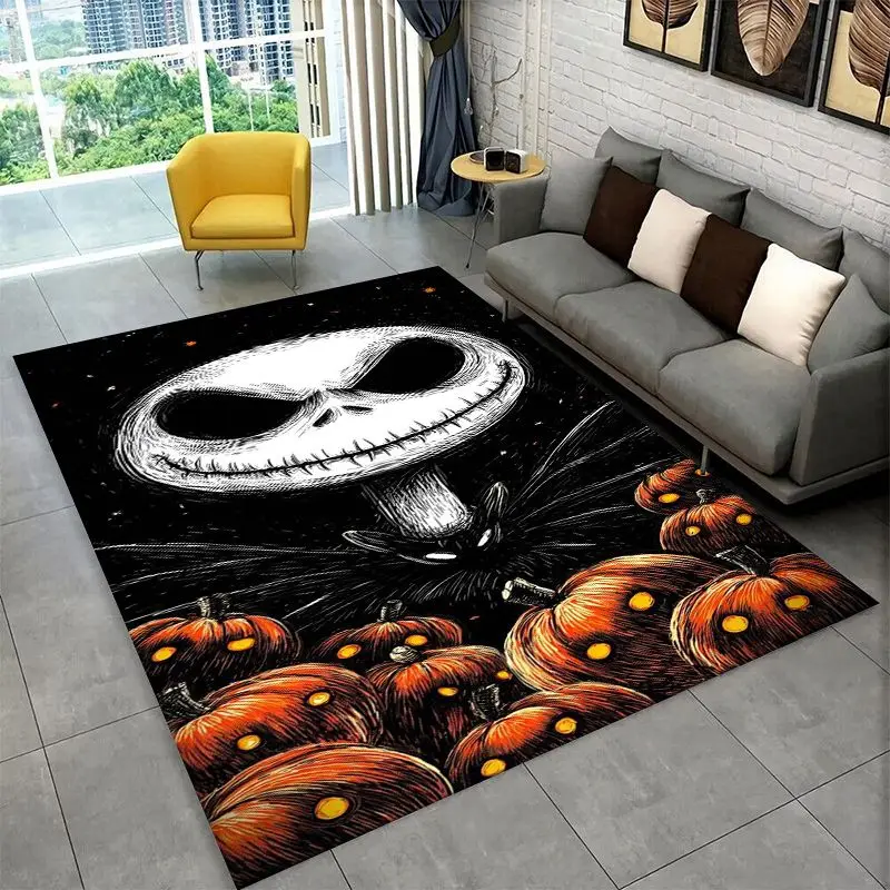 HD Cartoon N-Nightmare Before Christmas Jack Halloween Carpet Rug for Playroom Bedroom Living Room Sofa,Game Area Rug Non-slip