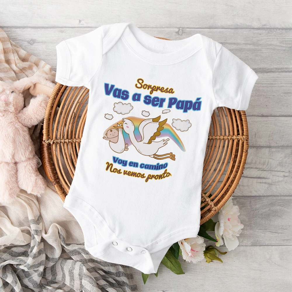 Surprise You\'re Going To Be Dad I\'m on My Way See You Soon Newborn Bodysuit Pregnancy Announcement Clothes Baby Romper Outfits