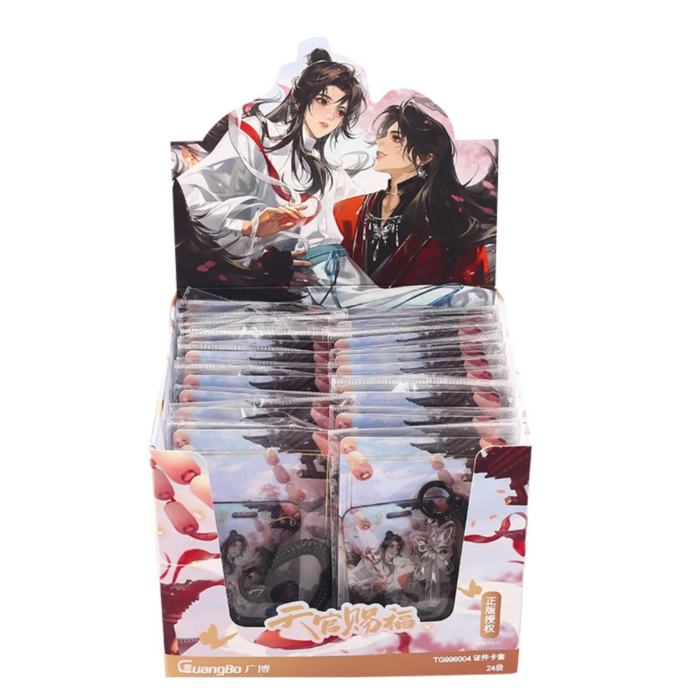 حامل بطاقات أكريليك من Heaven Official's Blessing - بضائع أنيمي مع غطاء حماية لبطاقة الأبعاد بحبل زنبركي للمعصم