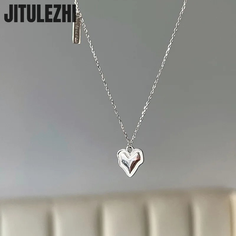 925 Sterling Silver Necklace Pendant For Women Jewelry Irregular Love Necklace South Korea East Gate Same Style Gentle Heart