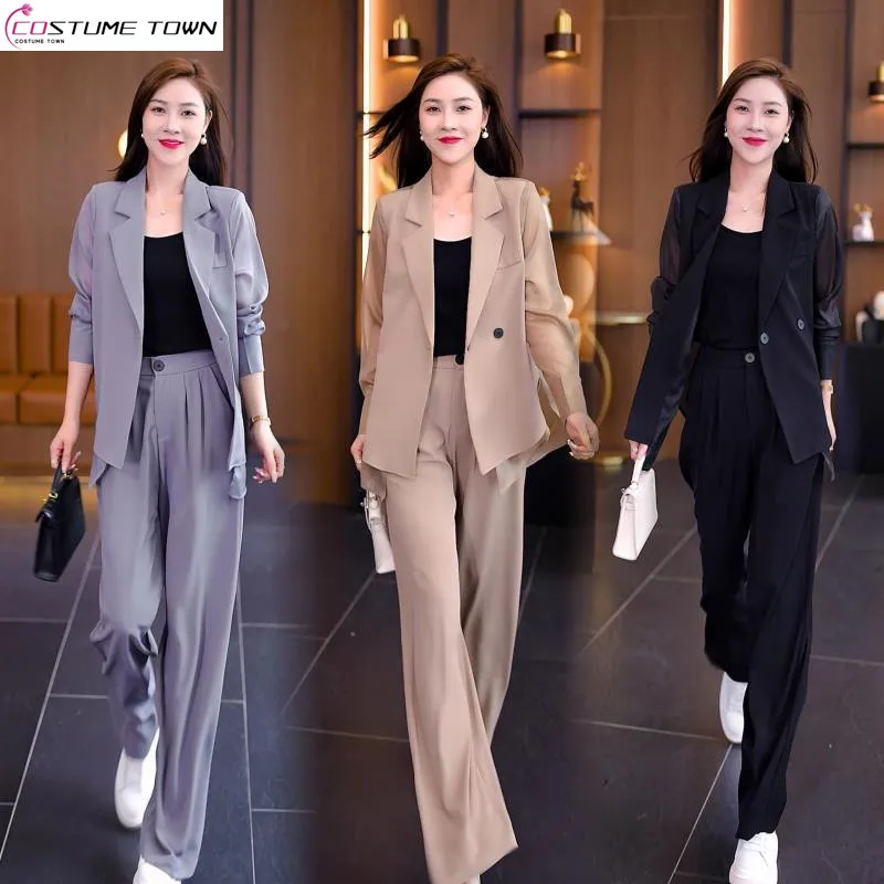 

2024 Fashion Spring and Autumn Season New Suit Pants Set Women's Early Autumn Casual Western Loose Top and Pants Two Piece Set