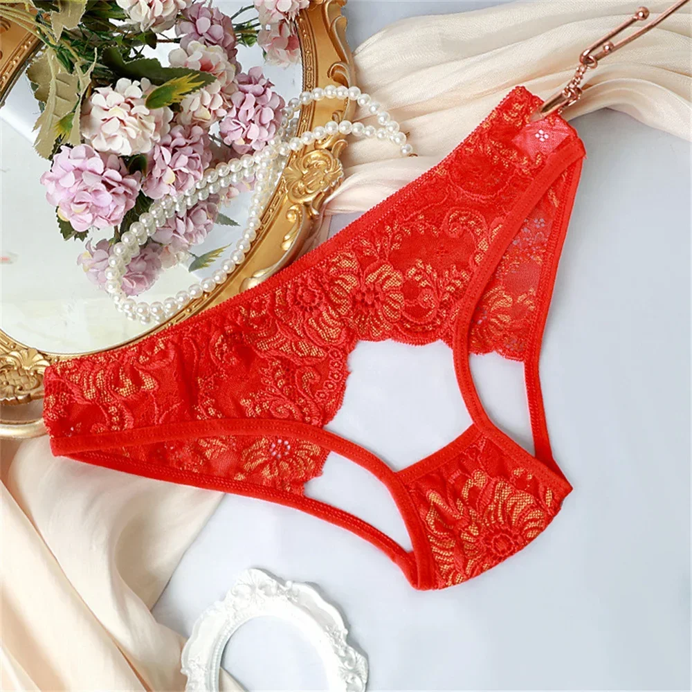 ملابس داخلية مثيرة للنساء سراويل داخلية شفافة مفتوحة المنشعب ملابس داخلية من الدانتيل الجاكار للسيدات سراويل شبكية