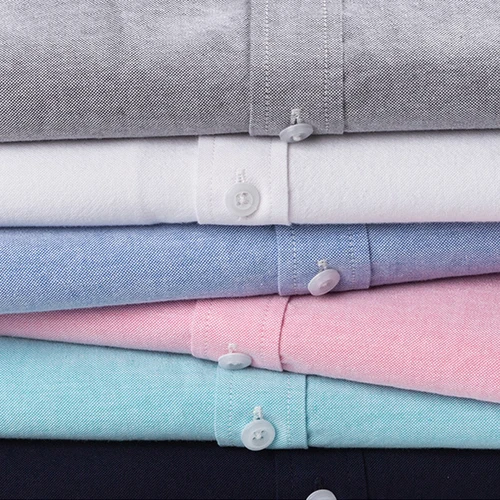 Imagen 2 del producto Camisa Oxford 100% de algodón puro para hombre, camisas de vestir formales de manga corta, a rayas sólidas, de ocio, con caballo bordado, para negocios sociales