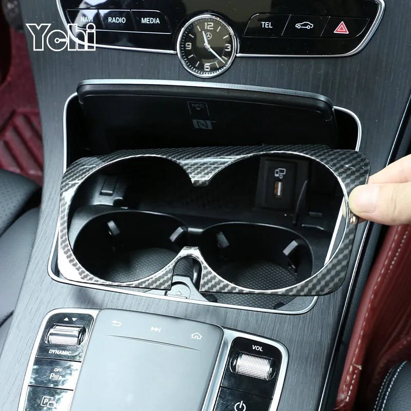 

ABS Chrome для Mercedes Benz C E GLC Class W205 W213 2015-2019 автомобильная консоль держатель чашки для воды крышка рамка отделка наклейка