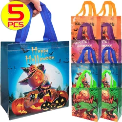 1/5pcs Halloween Non-Woven Handbag Big Scary Pumpkin Kids Party Candy Packaging Bag Supplies Reusable Gift Bags Trick Or Treat