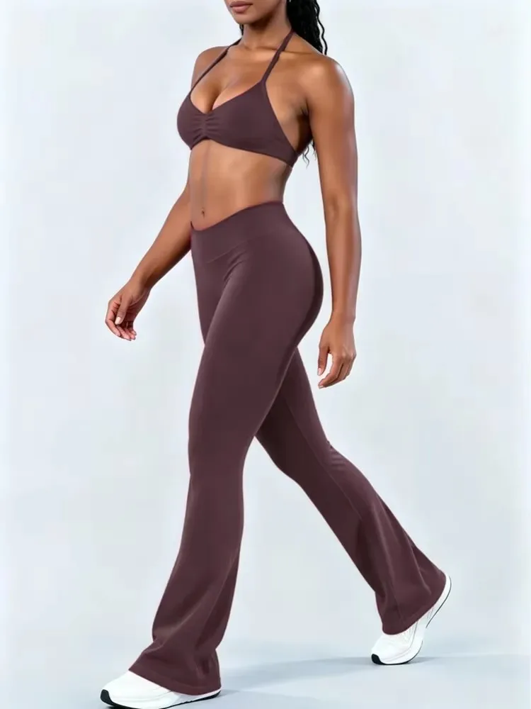 NEW Flares Scrunch Booty Women's Gym Leggings Seamless Fitness Workout Yoga Trousers Squat Proof Fashion Flared Pants
