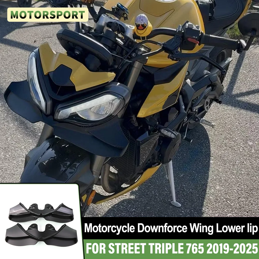 

Комплект переднего спойлера для мотоцикла Street Triple 765RS 765 R RS 2019-2025, прижимная сила, нижняя губа, голые передние спойлеры, крылышко