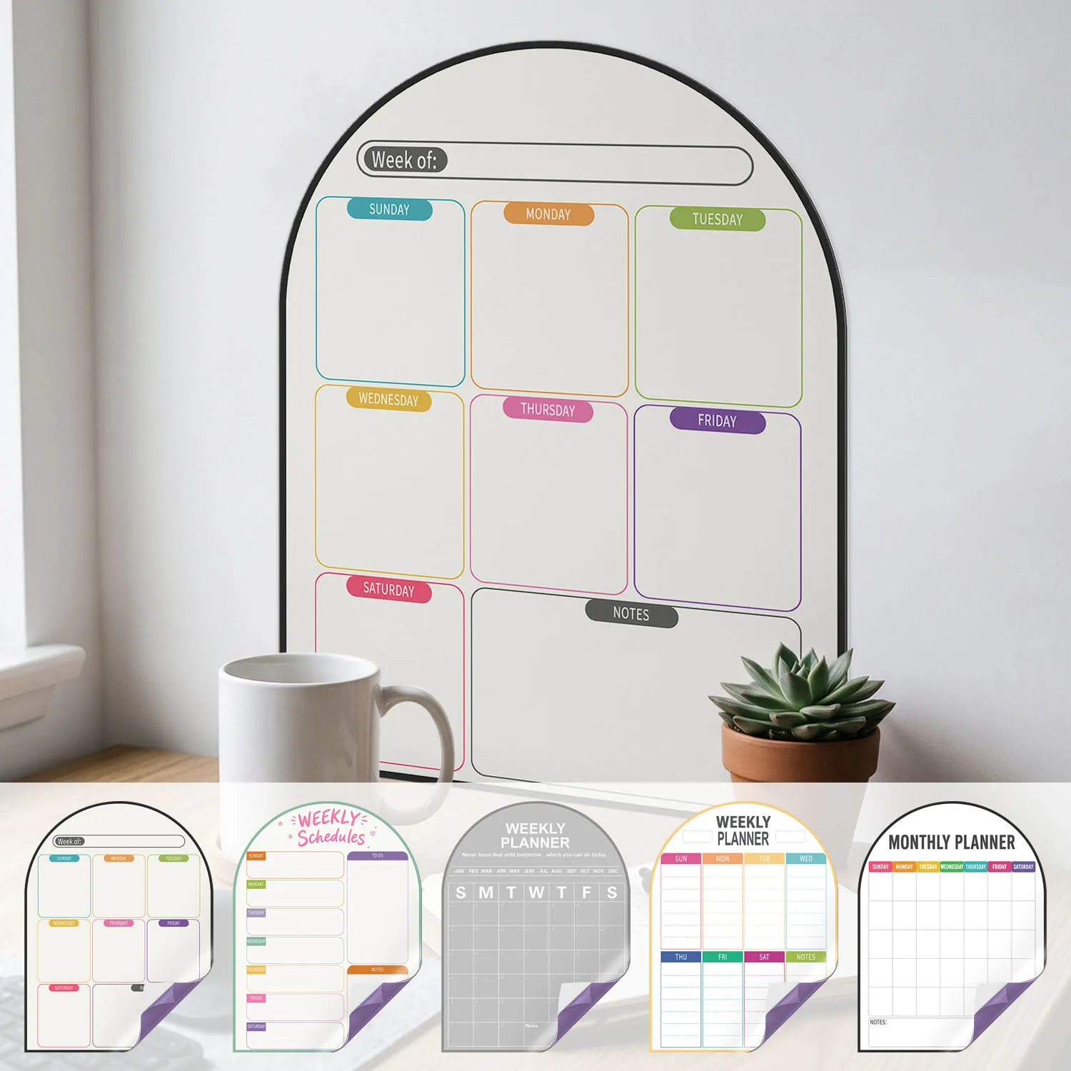 Self‑Adhesive Dry Erase Weekly Planner Sticker 30×40cm 1.10mm Thick Foam For Fridge Home Kitchen Daily Schedule