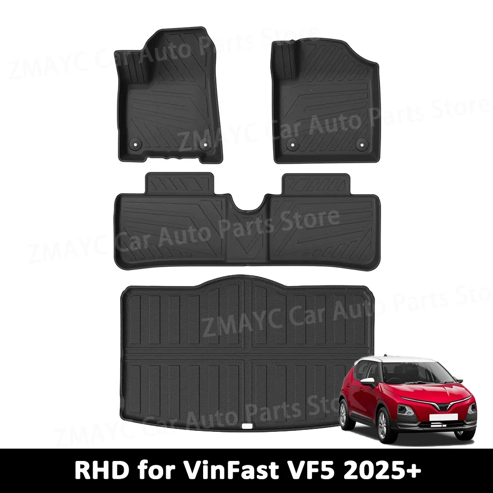 Rechtslenker-Fußmatten für VinFast VF5 2025+ Auto, Kofferraummatte, TPE 3D Fußmatte, Wasserdichtes Allwetter-Zubehör