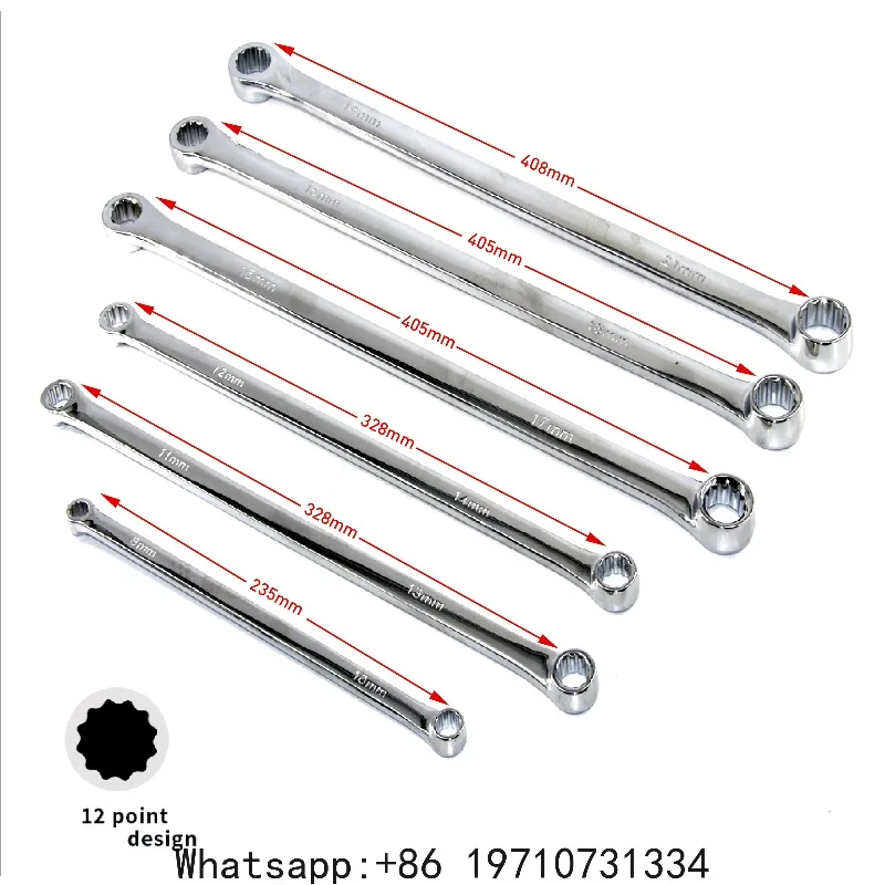 6 Pcs Extra Long Double Ring Box End Spanner Aviation Wrench Set Strong Power Less Effort Metric 8mm-21mm