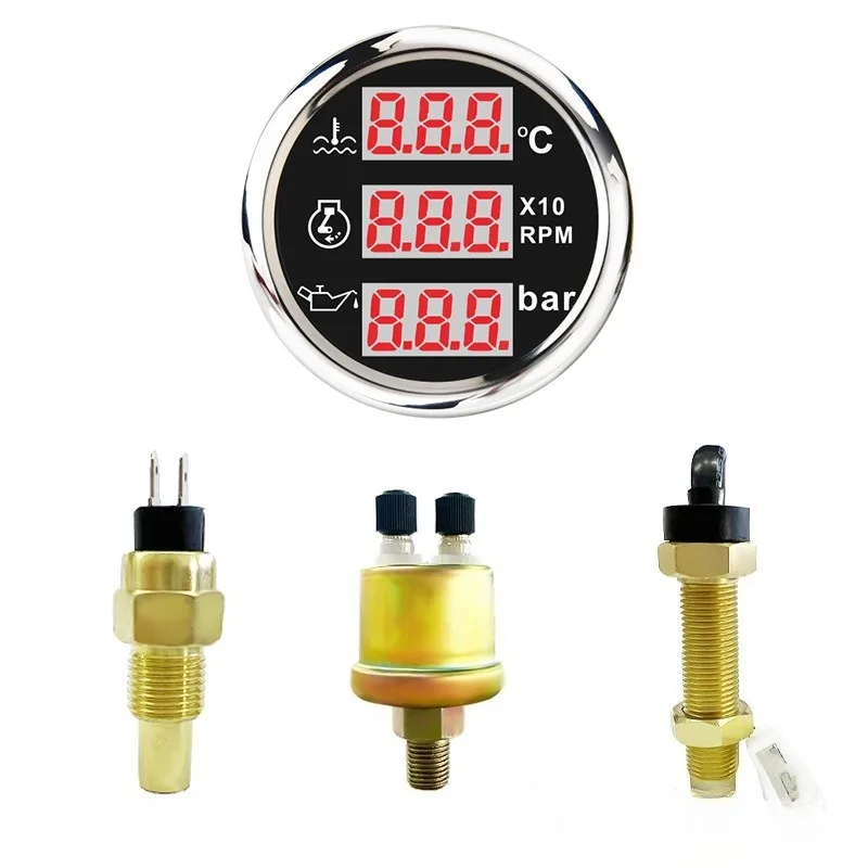 Three-in-one digital display meter, car modification truck digital display meter, industrial engineering digital display meter