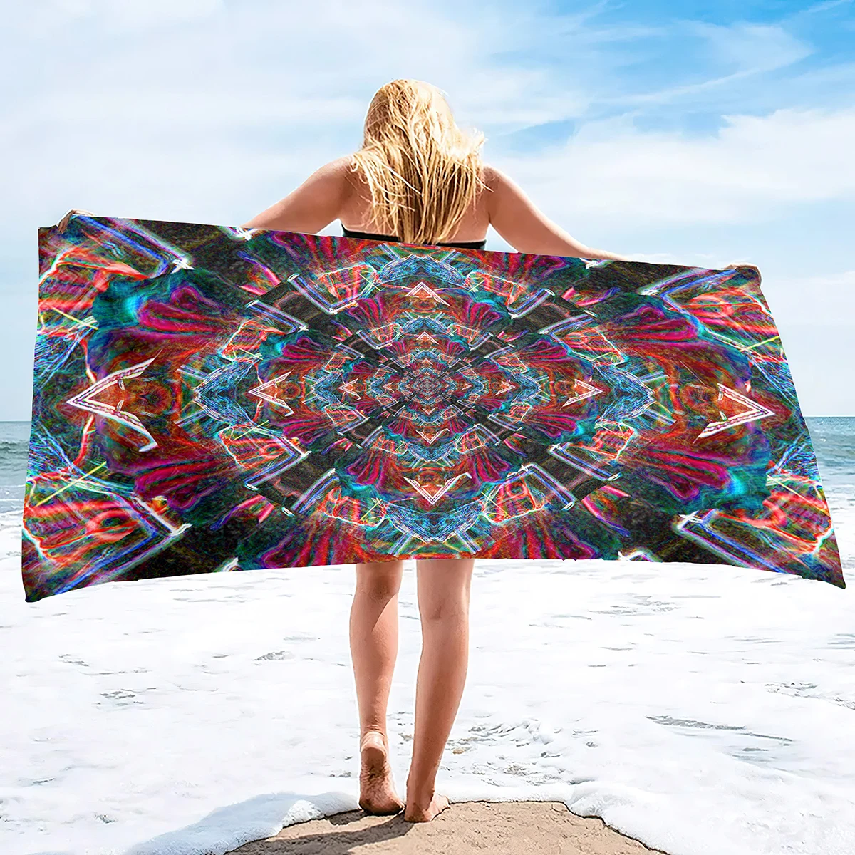 Oversize Beach Towel Clearance Towels, Extra Large,Boho Mandala,Cool Travel Pool Towel,Absorbent Fast Dry Sand Free Swim