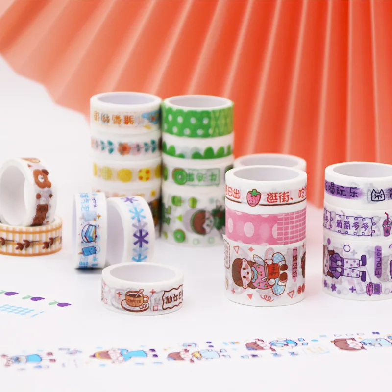 4 rolls New Cartoon and Paper Tape Gift Box Set Small Fresh DIY Decorative Sticker Sticker Note Handbook Tape